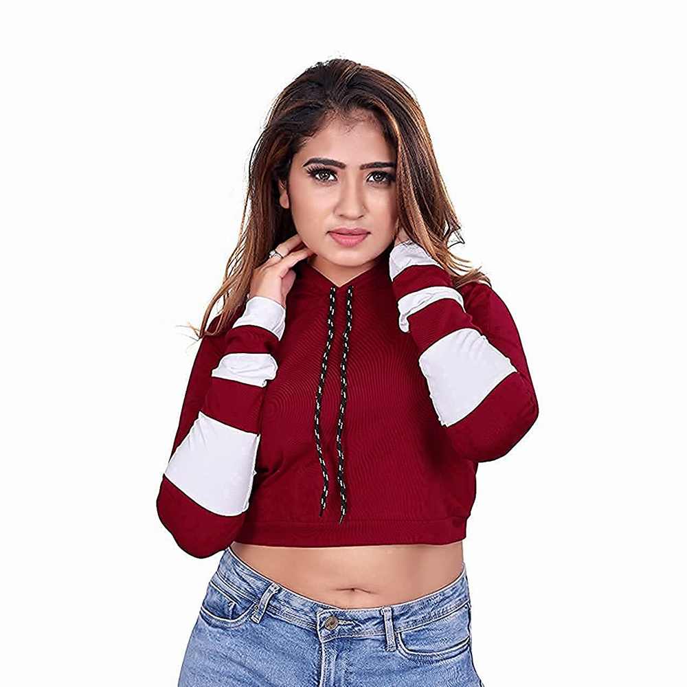 National Apparels Cotton Best Selling Women Crop Top Hoodie Professional Quality 100% Polyester Cotton Made Crop Top Hoodies For Women